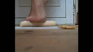 Bare foot, food squishing