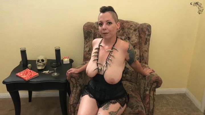 Witch with Big Tits Self Sucks her Nips