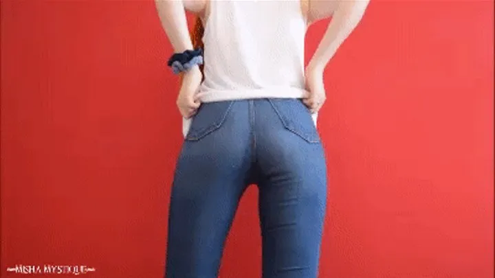 Blue on Red Jeans Tease