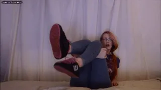 Geeky Girl Makes you Worship Her Dirty Shoes & Socks