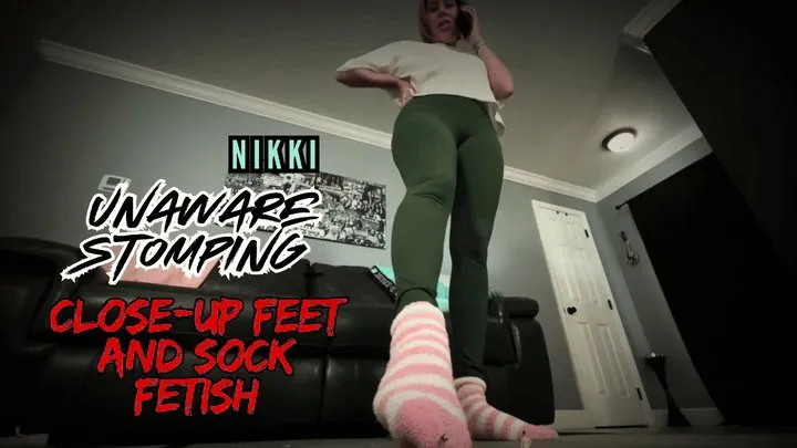 Unaware Stomping: Nikki's Foot, Sock and Butt Tease