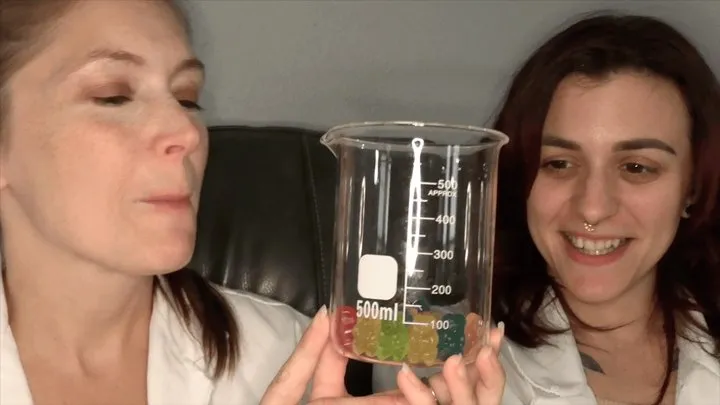 Sexy Scientists Devour Shrunken Gummy Experiments With Mia Hope & Rachel Adams