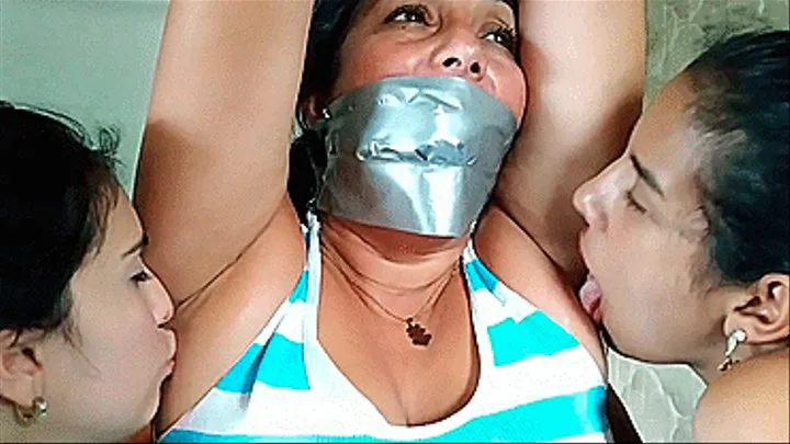 Katherine, Maria & Wendy in: Taking Advantage Of Our Tied Up BBW Neighbor And Her Exposed Armpits!