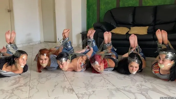 Six Girls Tied Up, Gagged and Hogtied by Mary the Catgirl!