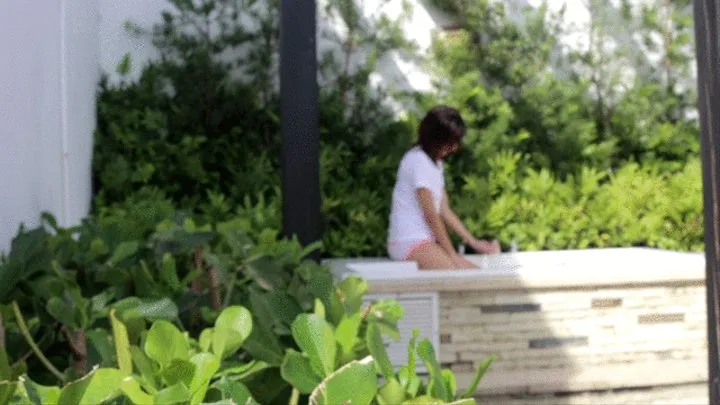 18yo in a Wet T-shirt in a Tropical Garden Jacuzzi