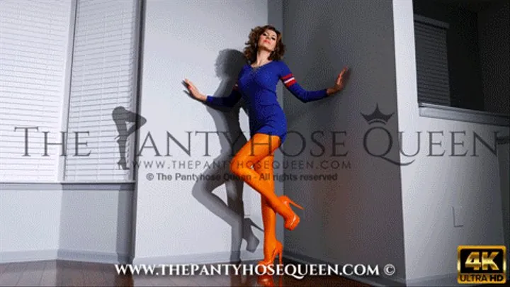 Modeling Danskin Ultra Shimmery Footed Tangerine Tights