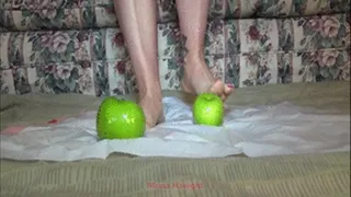 Mona Crushes Green Apples With Her Feet