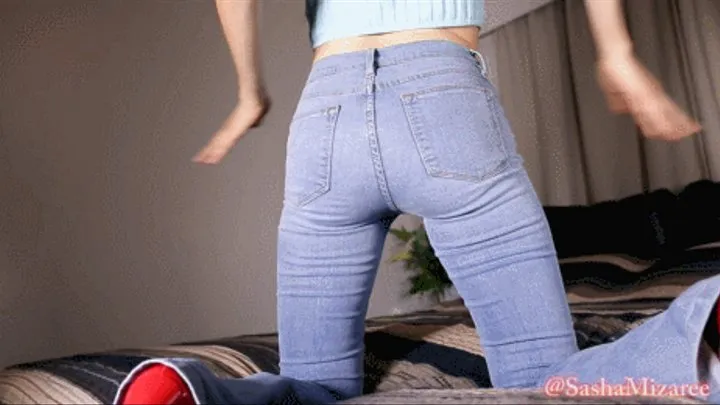 High waisted jeans and no panties findom