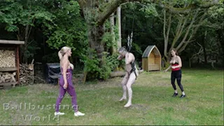 Ballbusting - Hoisted by Honour and Nikki in gymwear BB1603