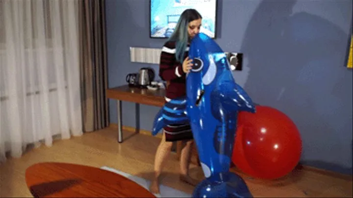 Blow-off of an inflatable Dolphin in the room