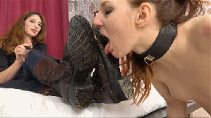 Slave Girl Licks Dirty Boots Everyday Wearing!