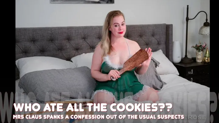 Who ate all the Cookies? Mrs Claus Spanks a Confession out of the usual suspects- Female-male Spanking