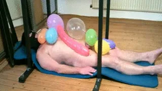 Balloons pop on footslave`s body 1- FHD