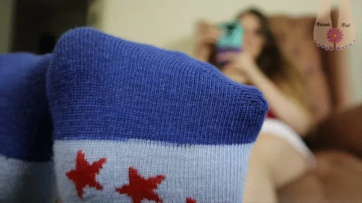 Foot Tease- the Red White and Blue Socks