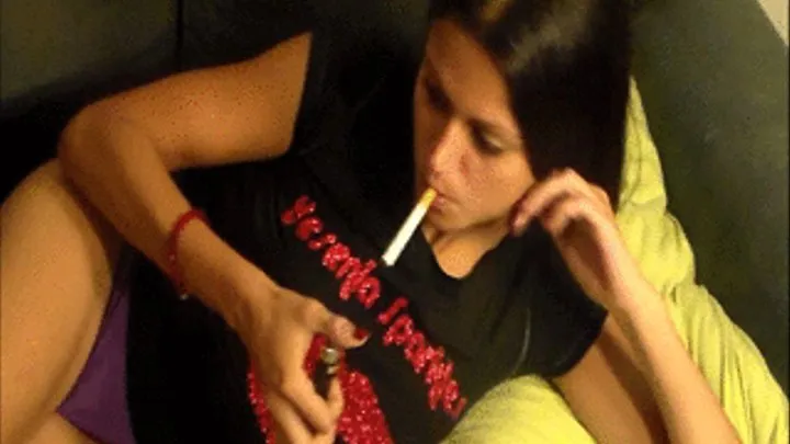 Yesenia Smokes on the Couch