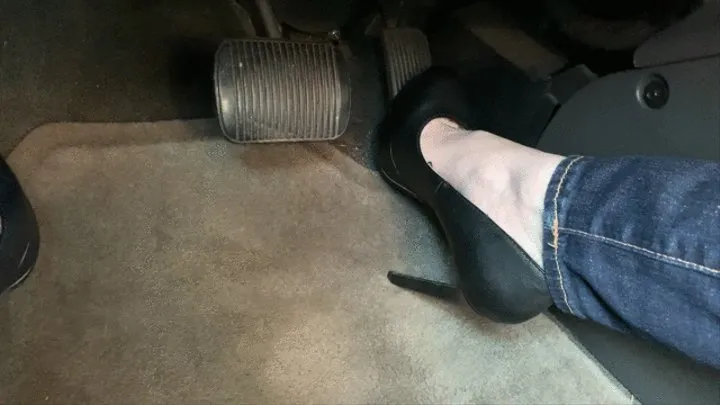 Pedal Pumping in Black Stilettos and Skinny Jeans