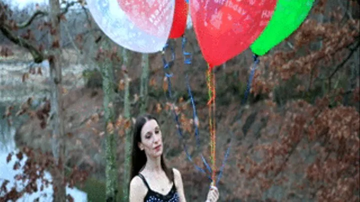 Helium Balloons Let Go And Popping Lakeside