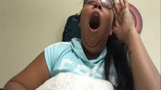 College girl yawns