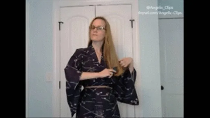 Hair Brushing in Kimono