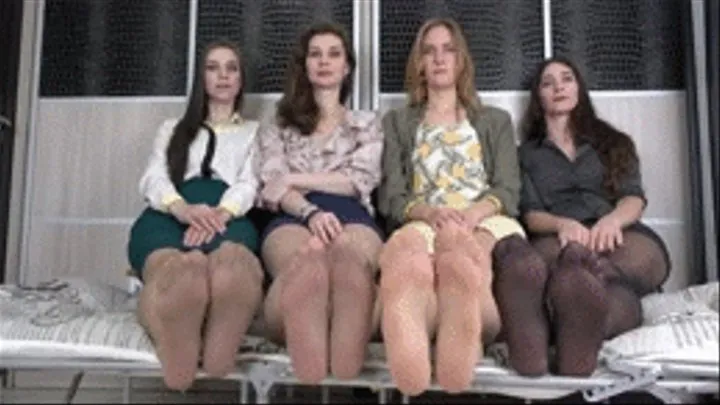 Inga & Olivia & Althea & Irma - big feet in pantyhose