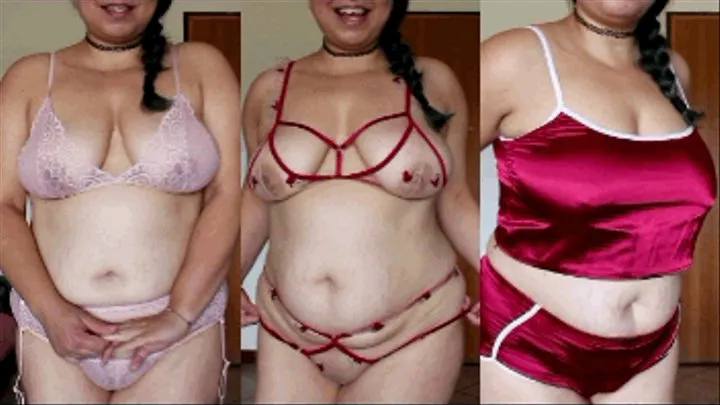 Chubby gf shows you her new lingerie