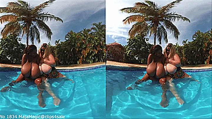 VR180 3D - Miosotis and Maja in: Double Titplay under Caribbean Sun (Clip No 1834 - )