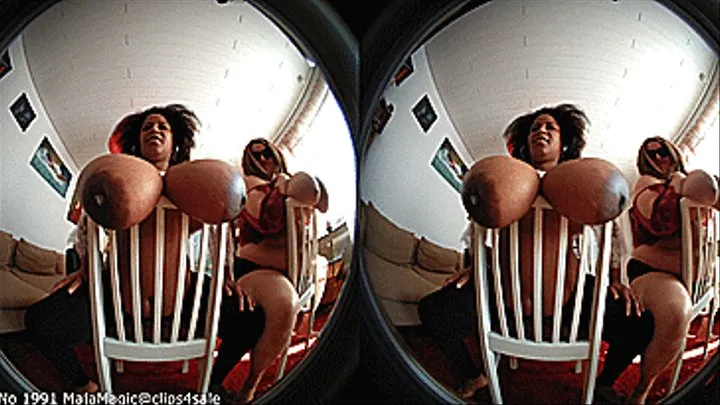 VR180 3D - Double Big Boobs Play on Chairs with Pam and Maja (Clip No 1991 - )