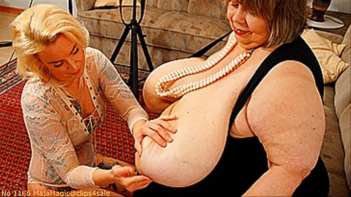 Maja meets Karola Part 94 - Karola gets her Giant Breasts fondled by young Niece Rose (Clip No 1186