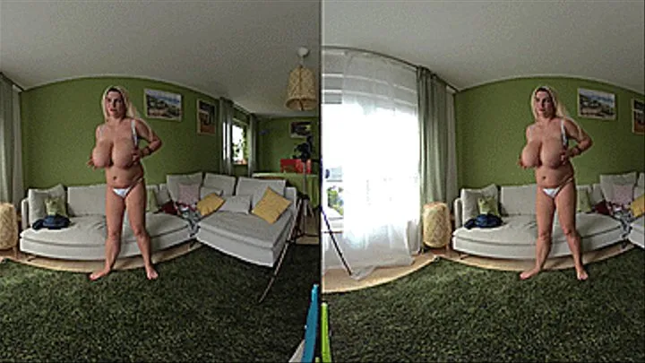 VR180 3D - Titplay on the Sofa with Kitty and Maja (Clip No 2485 - )