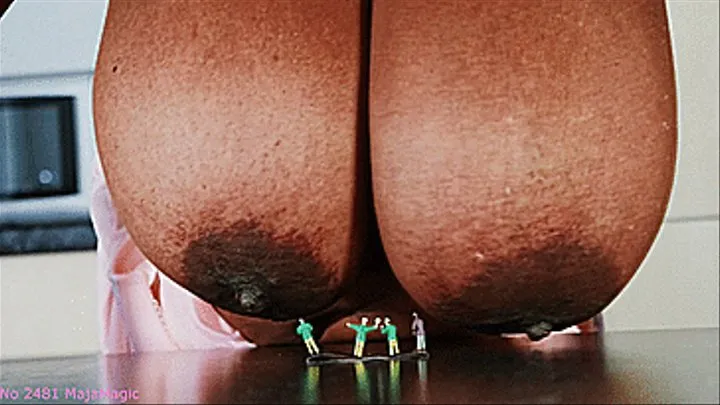 Maja meets Pam Part 201 - Giantess Pam and the 4 little Men (Clip No 2481 - )