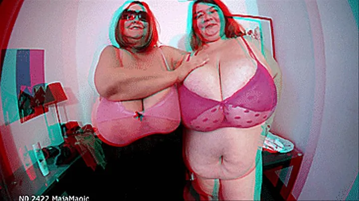 Anaglyph 3D - The Titty Fuck Competition: Maja versus Lexxxi - who will win? (Clip No 2422 - )