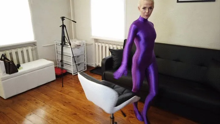 Kristi in Purple Spandex Catsuit