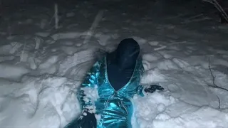 Zentai Girl in the Snowy Forest