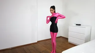 Caroline in Pink Spandex Catsuit