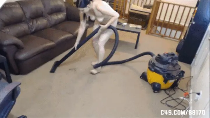 Chubby Naked Girl Vacuuming