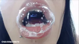 Hot Girl Blowing Spit Bubbles