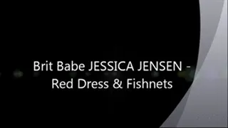 Brit Babe JESSICA JENSEN - Red Dress & Fishnets