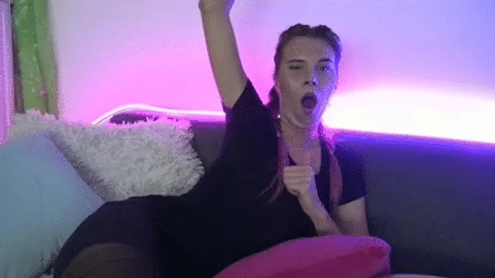 Wide open mouth and sexy yawning