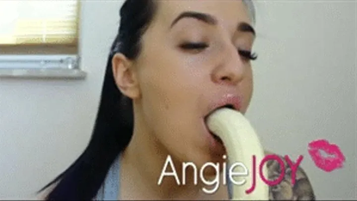 POV banana BLOWJOB-deep throat!