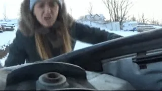 Broken car, winter driving