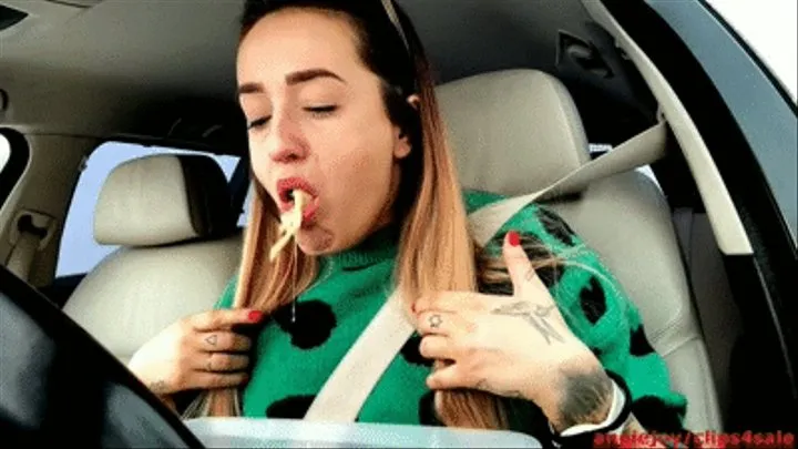 Puking and burping girl in car