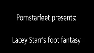 Lacey Starr's foot fantasy - black stockings, wrinkled soles and heels