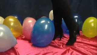 Balloon popping in black boots