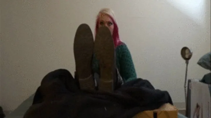 Brittney's large stinky size 11 feet part 1 (boot and sock removal)