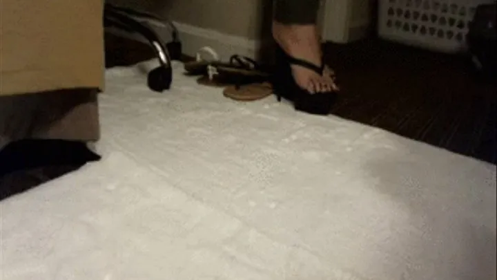 ♛ CLOSEUP PLATFORM Thong Mule Sandal Heels RED NAILS Walk and Pose HORNY FEET needs you to stroke your cock to make them happy