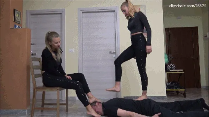 GABRIELLA & MARIANNA - Femdom party - BRUTAL trampling, kicking, foot domination