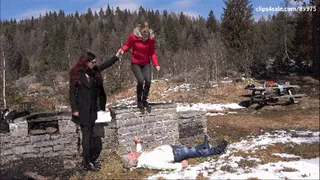 GABRIELLA & SCARLET - A trip to the mountains - INHUMAN jumping with combat boots (BRUTAL CLIP!)