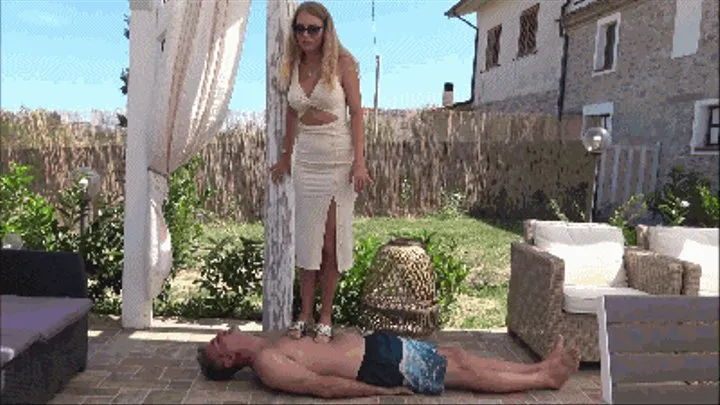 GABRIELLA - Holidays in the villa 2 - BRUTAL trampling, face and throat standing, shoe and foot worship (With wooden sandals and barefoot)