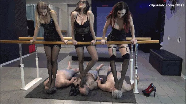 GABRIELLA, SCARLET & VICTORIA COLONNA - BRUTAL trampling, facestanding, facetrampling in stockings