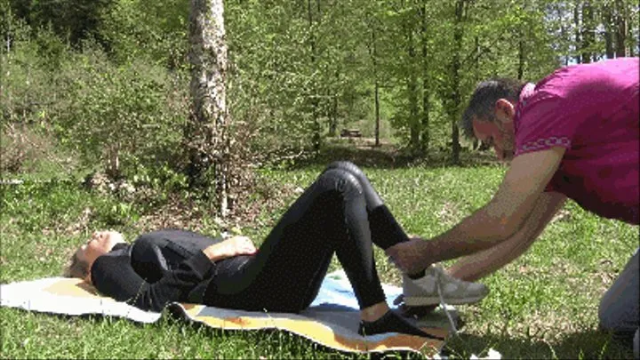 GABRIELLA - A trip to the mountain - OUTDOOR foot worship and human footstool